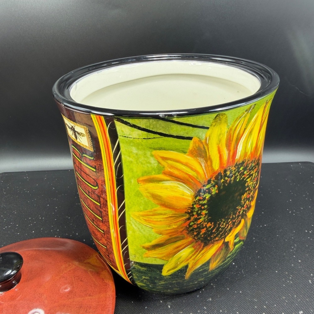 Certified International Lori Siebert Sunflower Bee Ceramic Canister Jar La Fleur - Picture 12 of 14